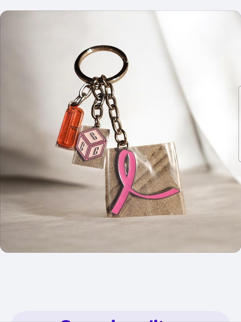 Pink Ribbon Charm Keychain - Show Ur Support ♡ New/ Still In Plastic